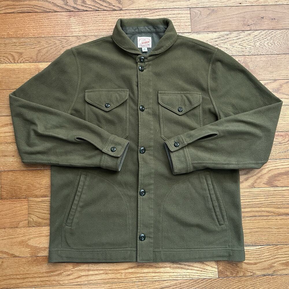 J Crew Fleece Army Military Shawl Collar Field Shirt Jacket Medium